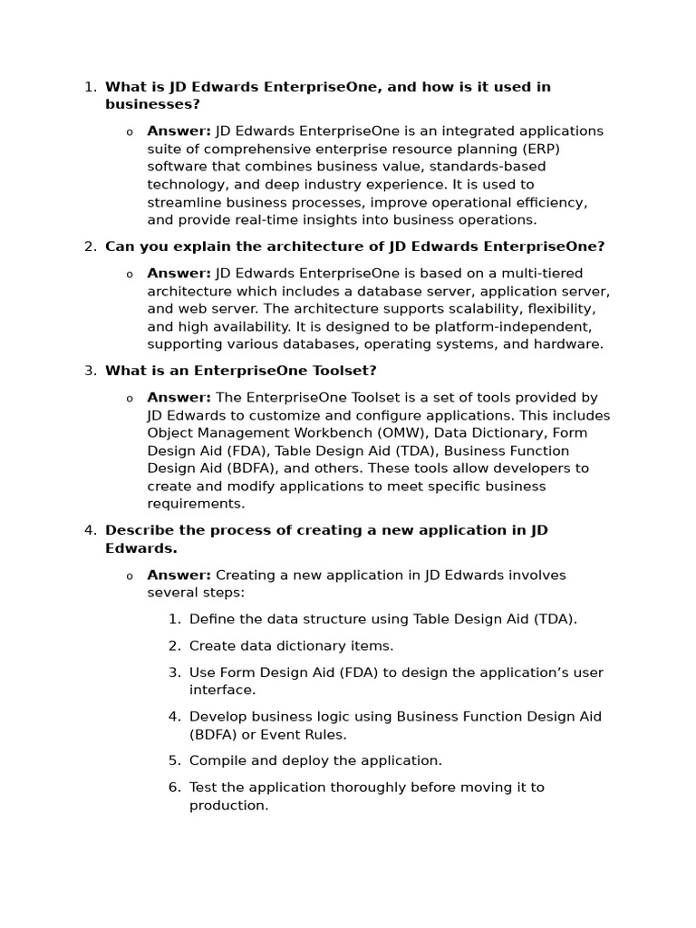 JD Edwards Tech Ques | PDF