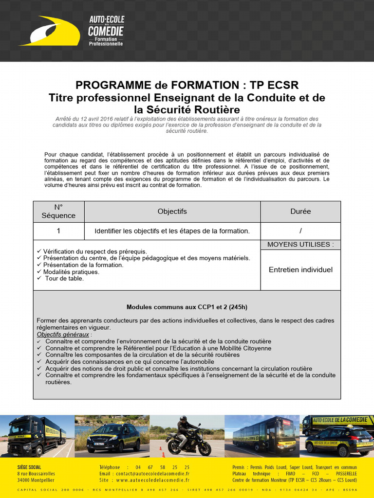 Formation TP ECSR: Programme et Objectifs | PDF
