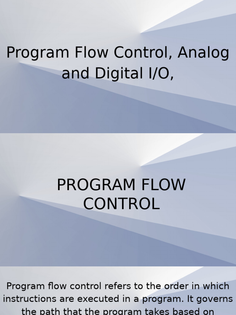 Program Flow Control, Analog and Digital I/O | PDF