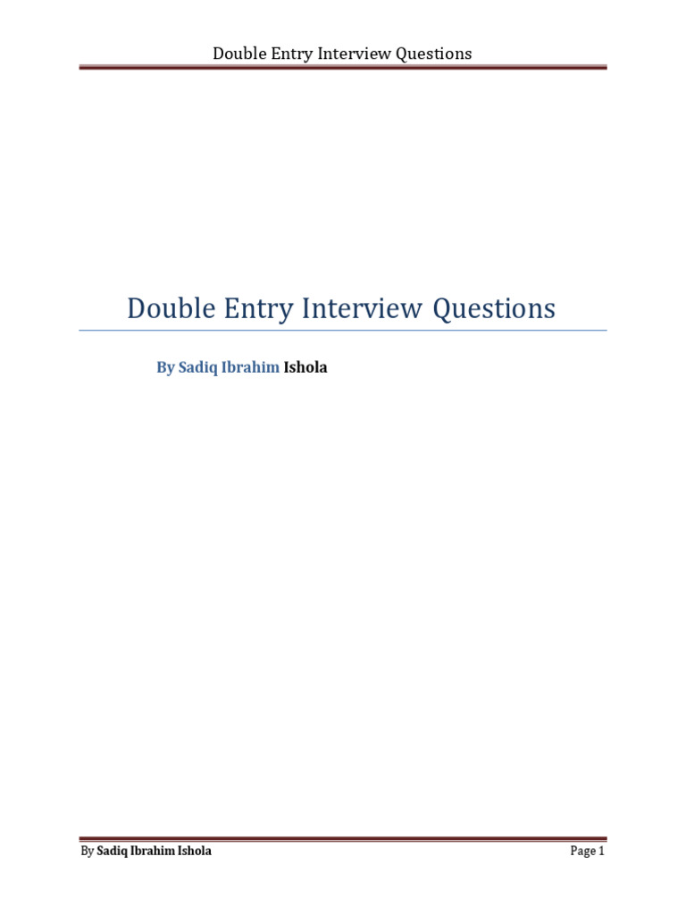 Double Entry Interview Questions Essential | PDF