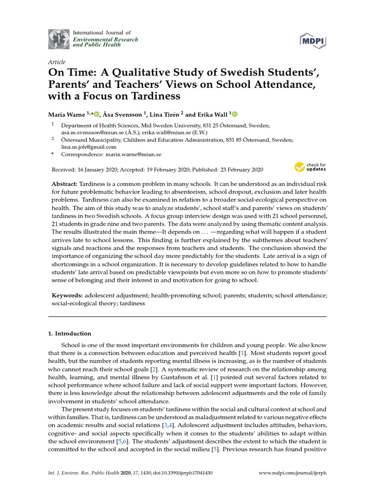 On Time A Qualitative Study of Swedish S | PDF