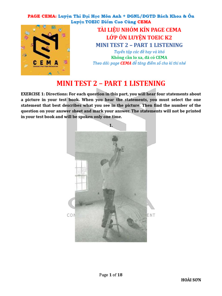 Mini Test 2 - Part 1 Listening | PDF