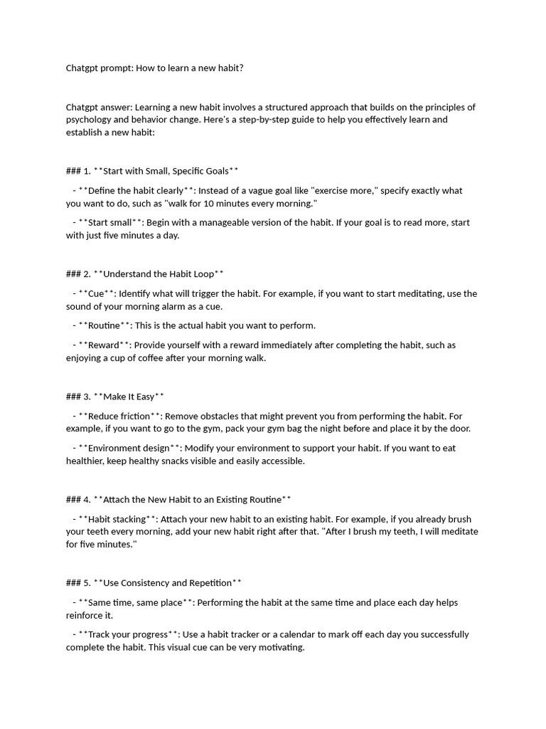 How To Learn A New Habit | PDF