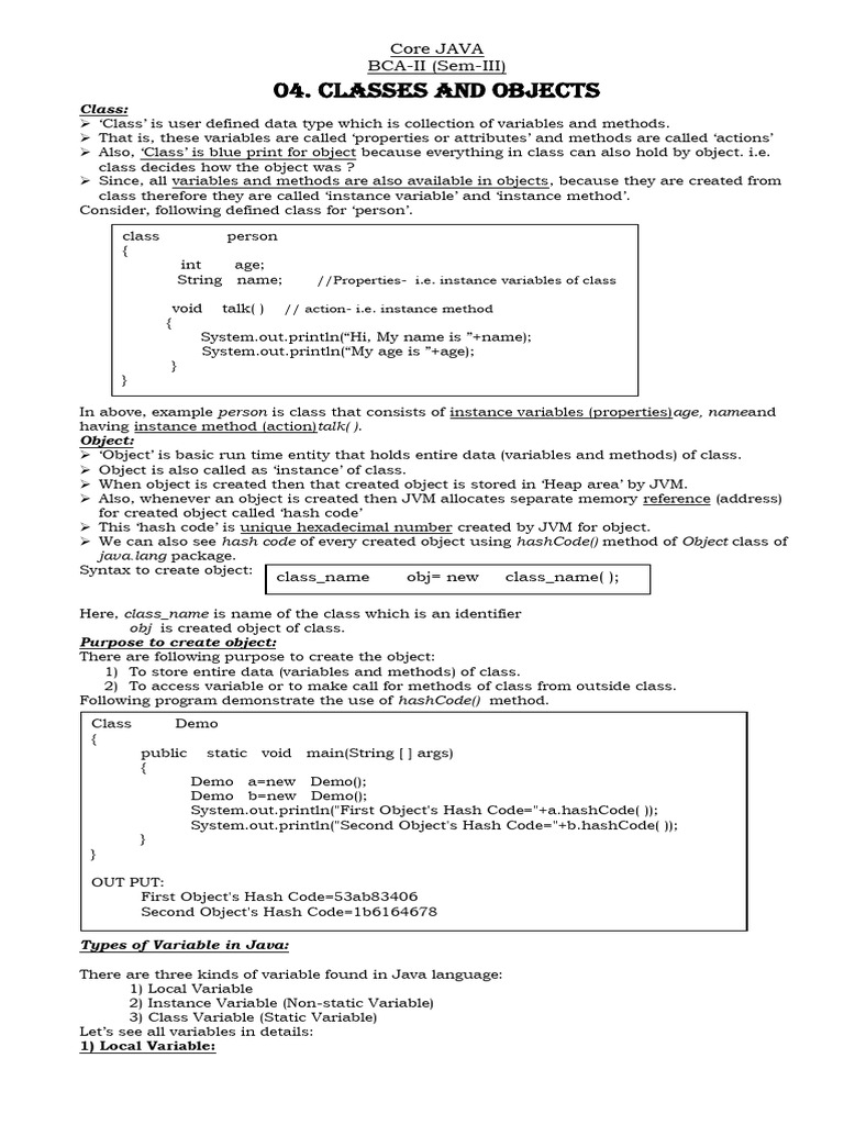 04 Classes And Objects Pdf