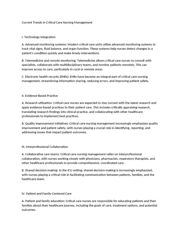 Current Trends in Critical Care Nursing Management | PDF | Intensive ...