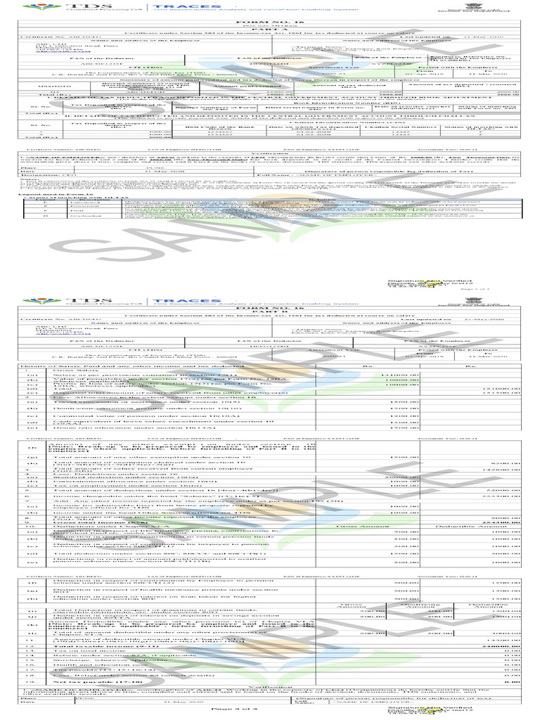 1 Form16 Sample | PDF