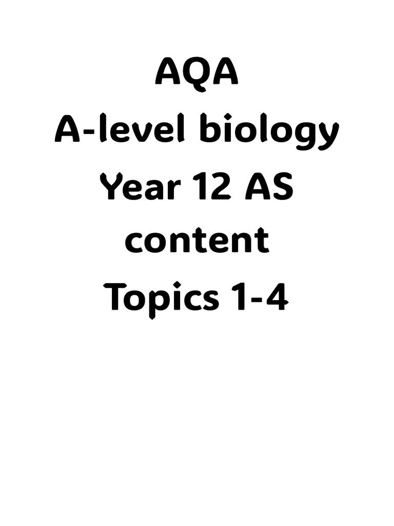 AQA Alevel Biology Year 12 Notes | PDF