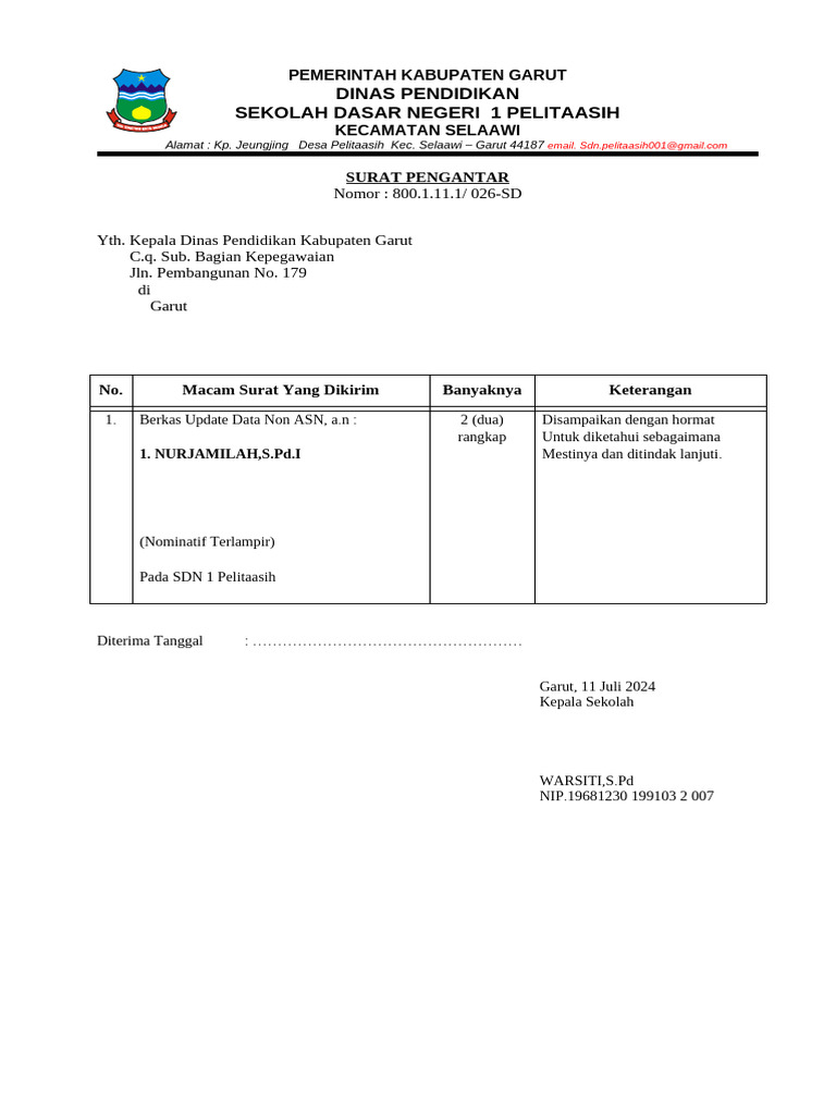 Surat pengantar update data non asn pdf