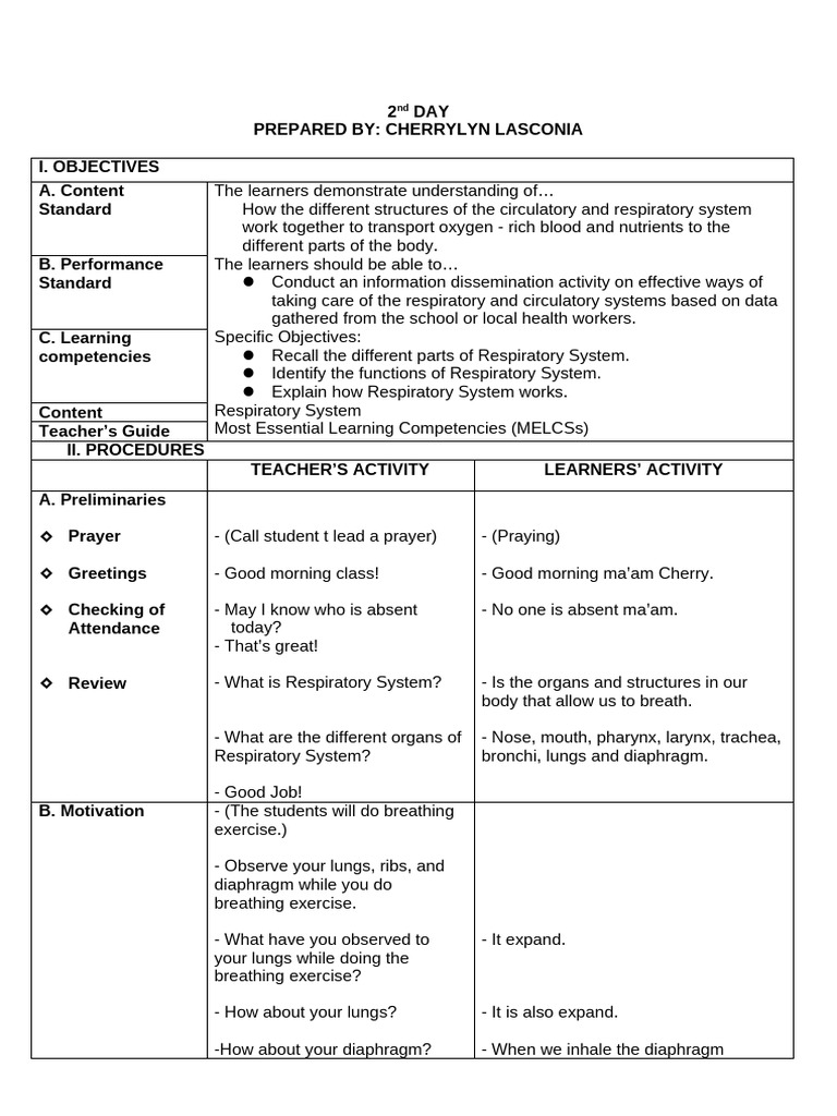 SCIENCE LESSON PLAN 2nd DAY | PDF