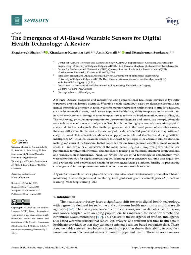 The Emergence of AI-Based Wearable Sensors For Dig | PDF