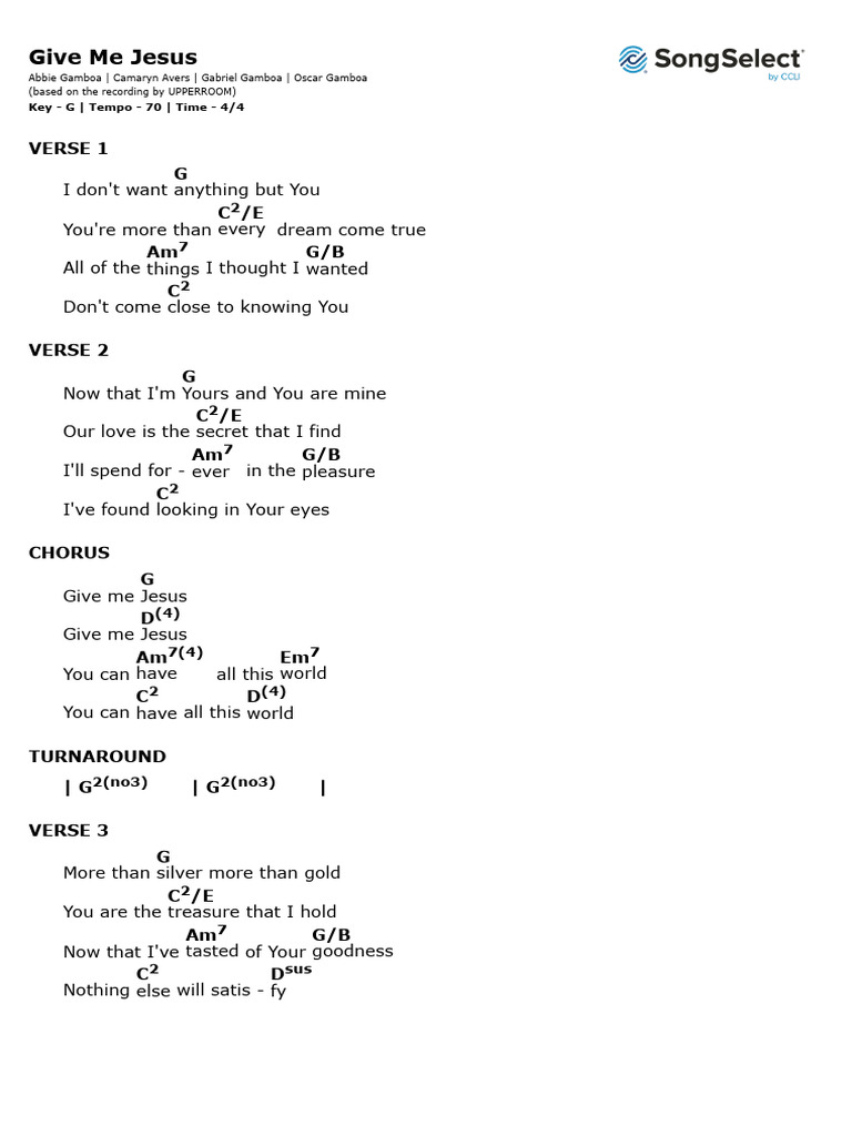Give Me Jesus-chords-G | PDF