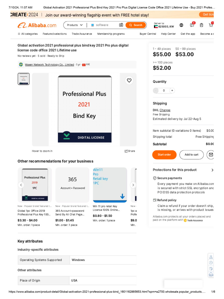 Global Activation 2021 Professional Plus Bind Key 2021 Pro Plus Digital ...