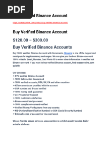 Buy Verified Binance Account