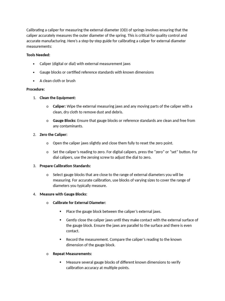 Spring OD Calibration | PDF