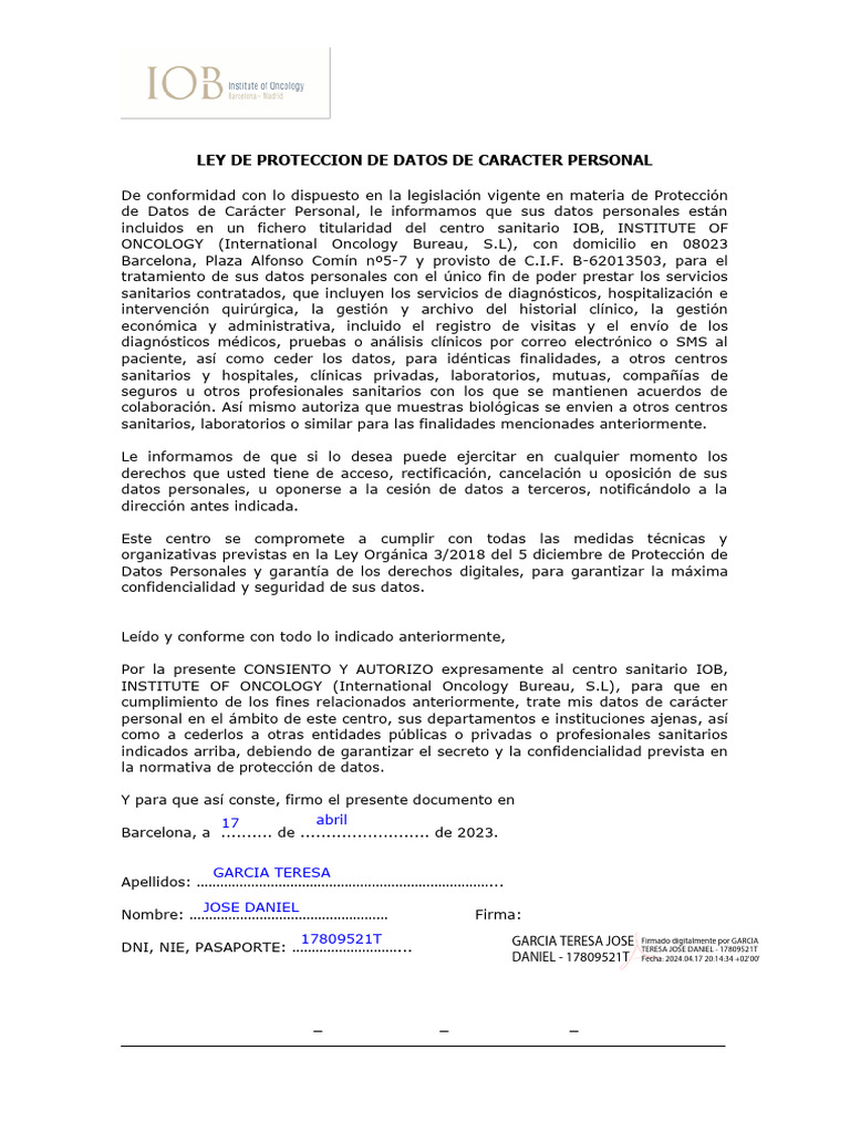 Ley Proteccion Datos 2023 Castellano Pdf