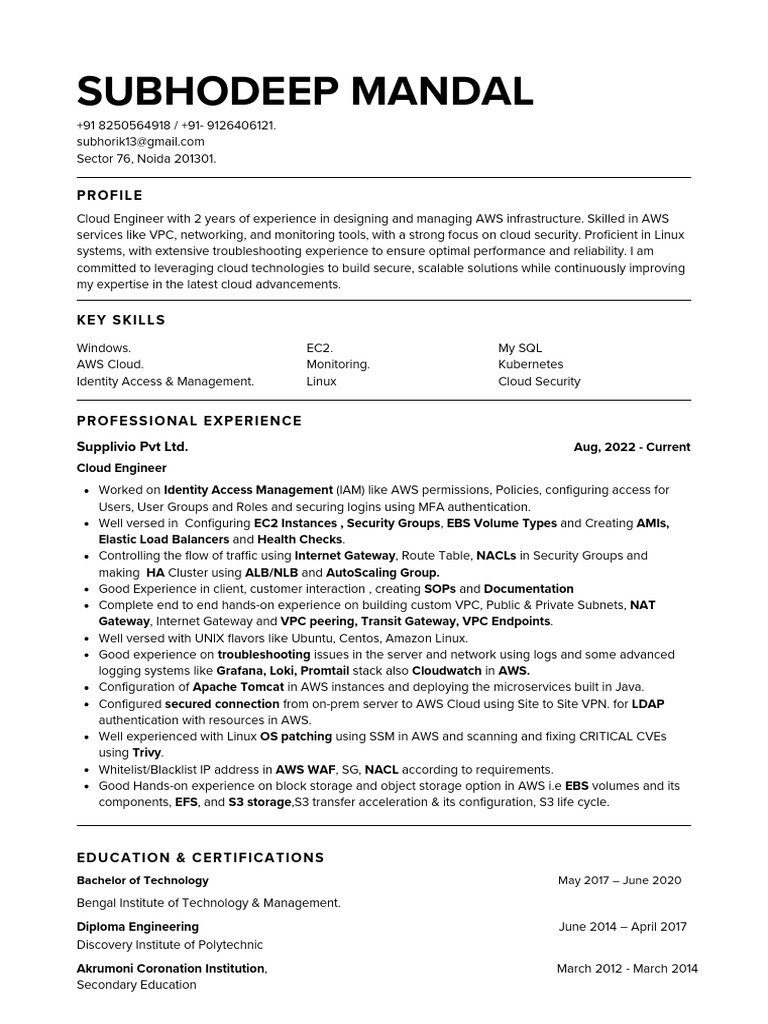 AWS Cloud Engineer with Security Focus | PDF | Amazon Web Services ...