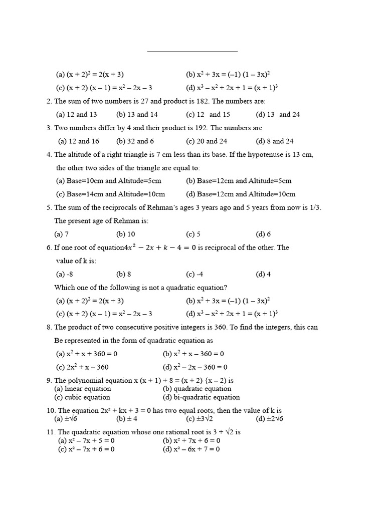 Exercise Questions For Class 10 PART II | PDF