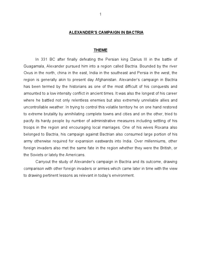 Alexander's Campaign in Bactria | PDF | Alexander The Great | Macedonia ...
