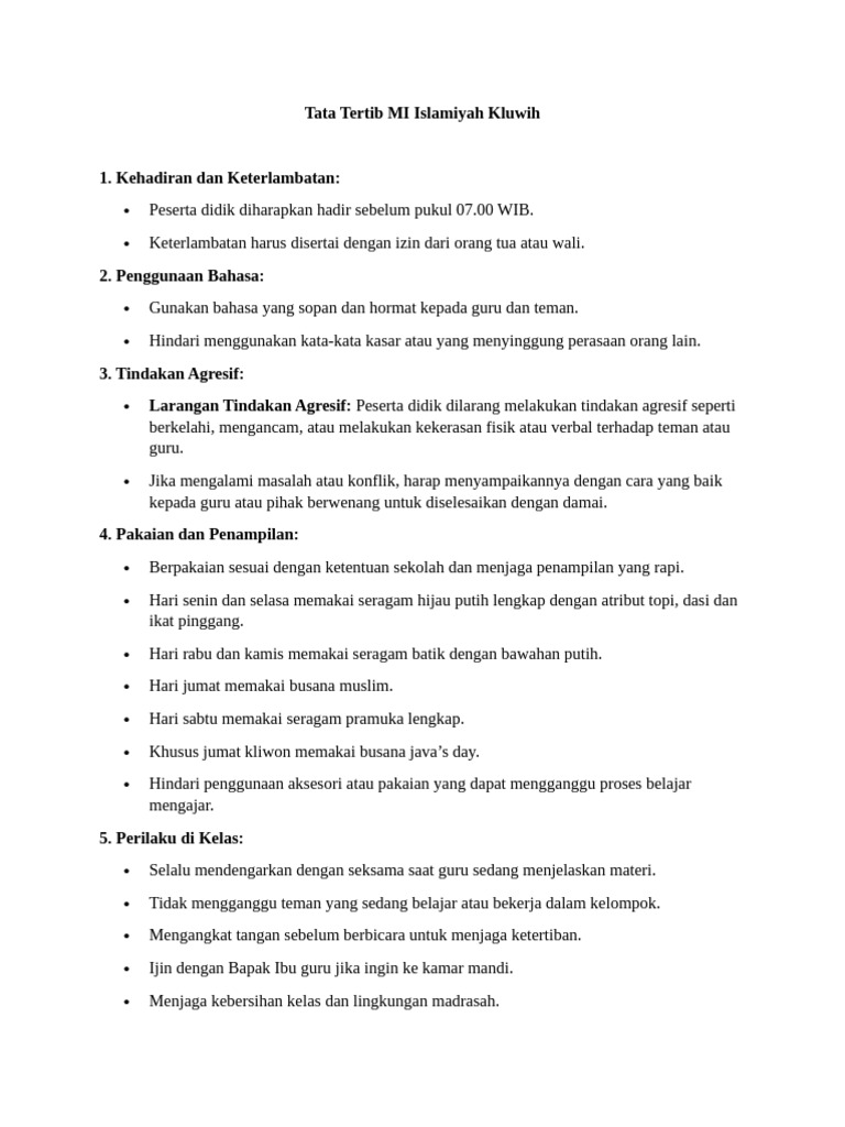 10 Tata Tertib Sekolah | PDF