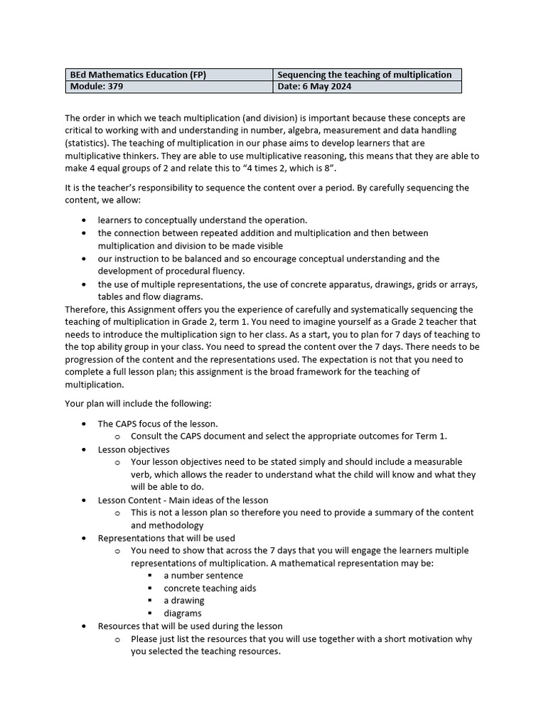 MATHEMATICS Education Assignment 2 Due20MAY | PDF