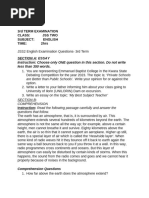 JSS1 Third Term English Exam Questions | PDF