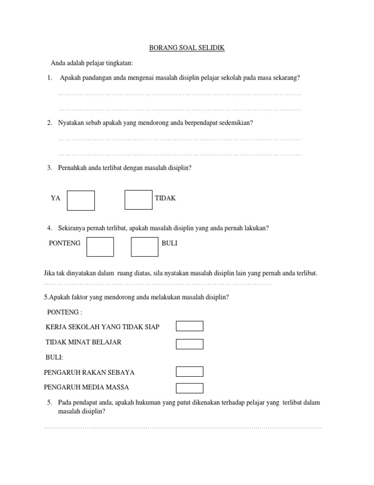 Borang Soal Selidik Pdf