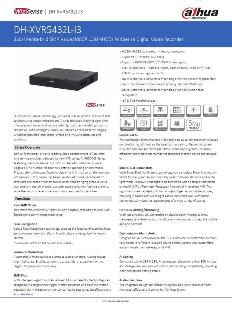 32CH WizSense Digital Video Recorder | PDF | Hdmi | Usb