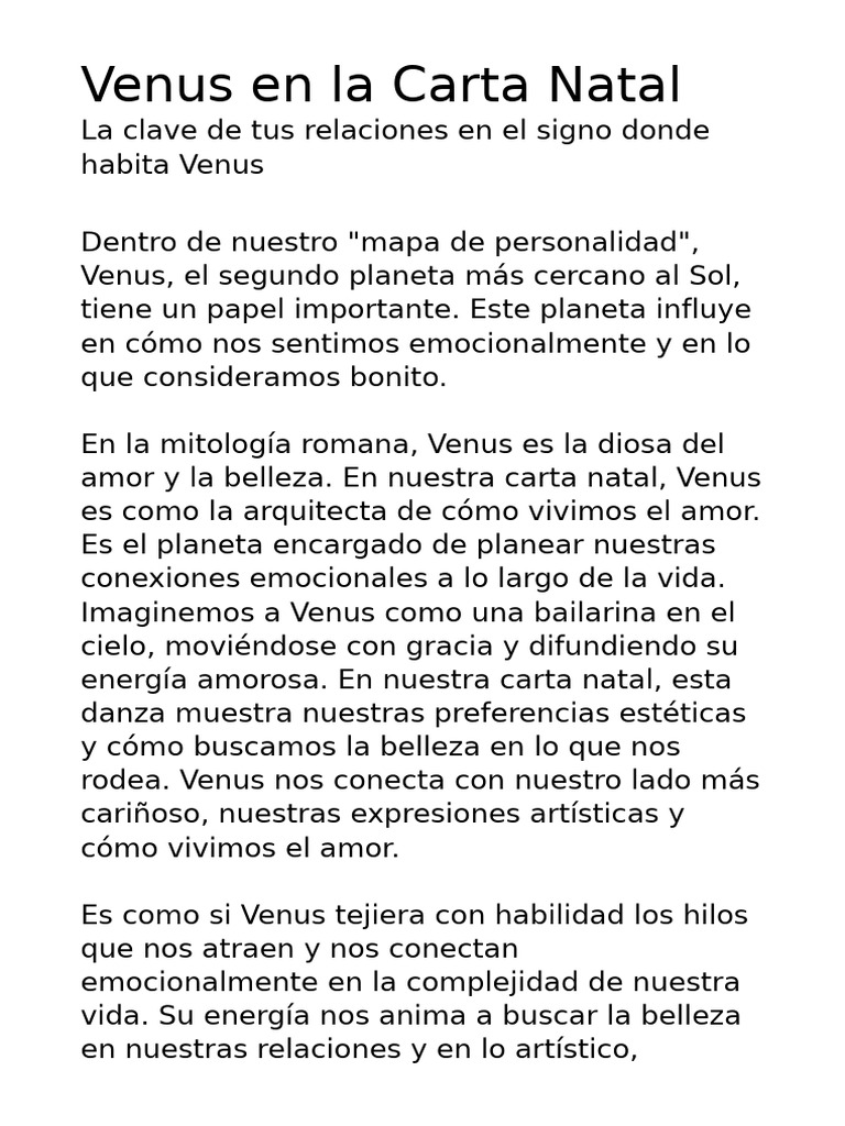 Venus en La Carta Natal | PDF