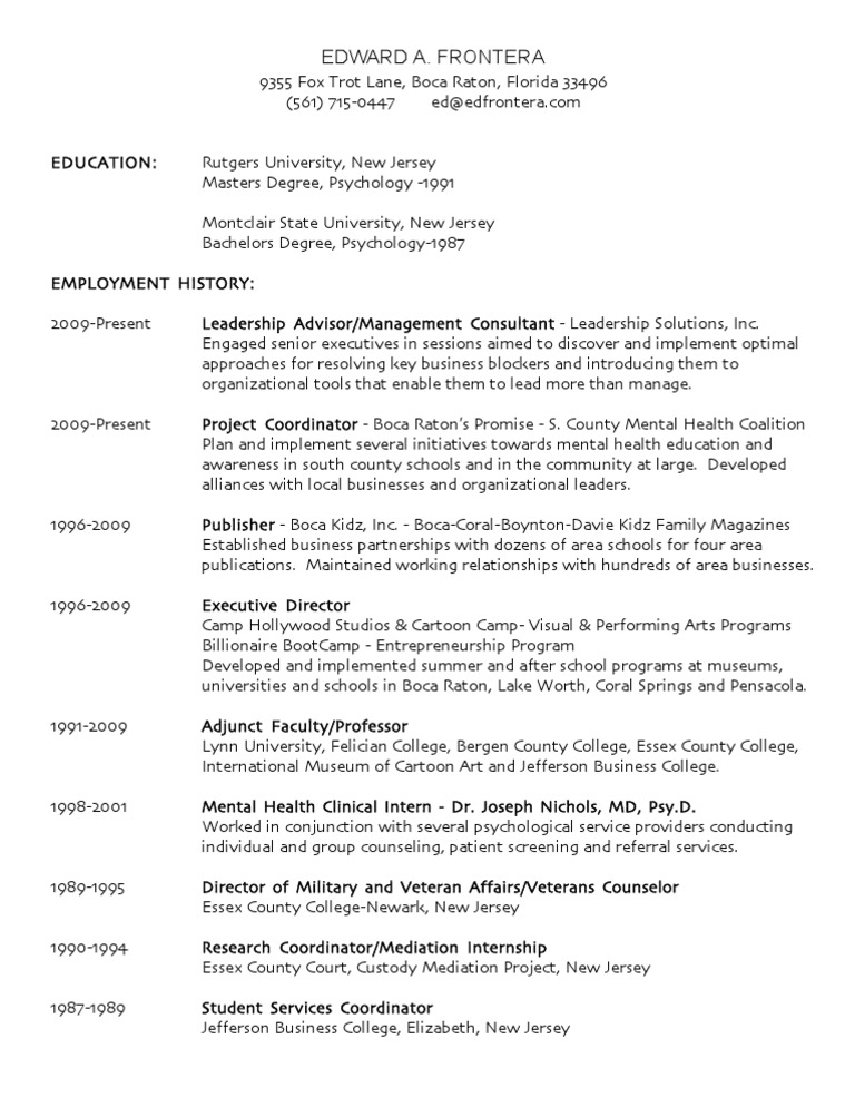 Edward Frontera: Leadership Advisor & Consultant | PDF | Career ...