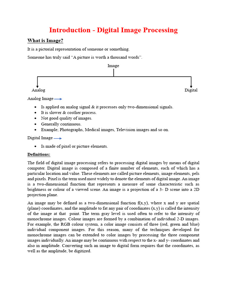 Intro - Digital Image Processing | PDF
