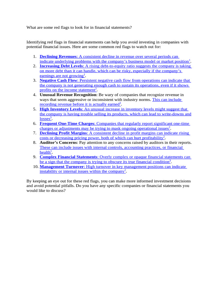 What Are Some Red Flags To Look For in Financial Statements | PDF