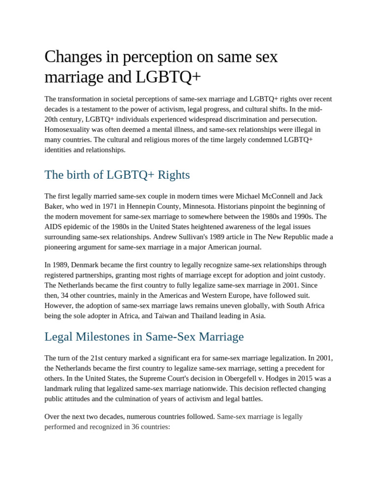 Changes in Perception On Same Sex Marriage and LGBTQ+ | PDF