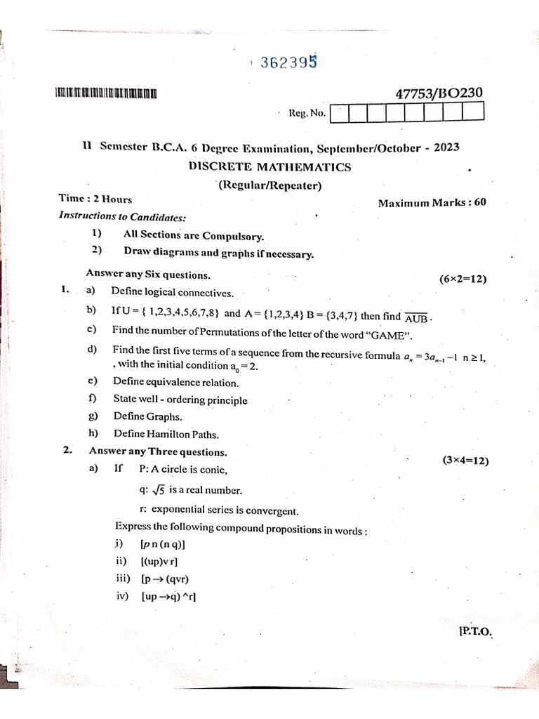 2nd Sem DM Sept-Oct 2023 | PDF