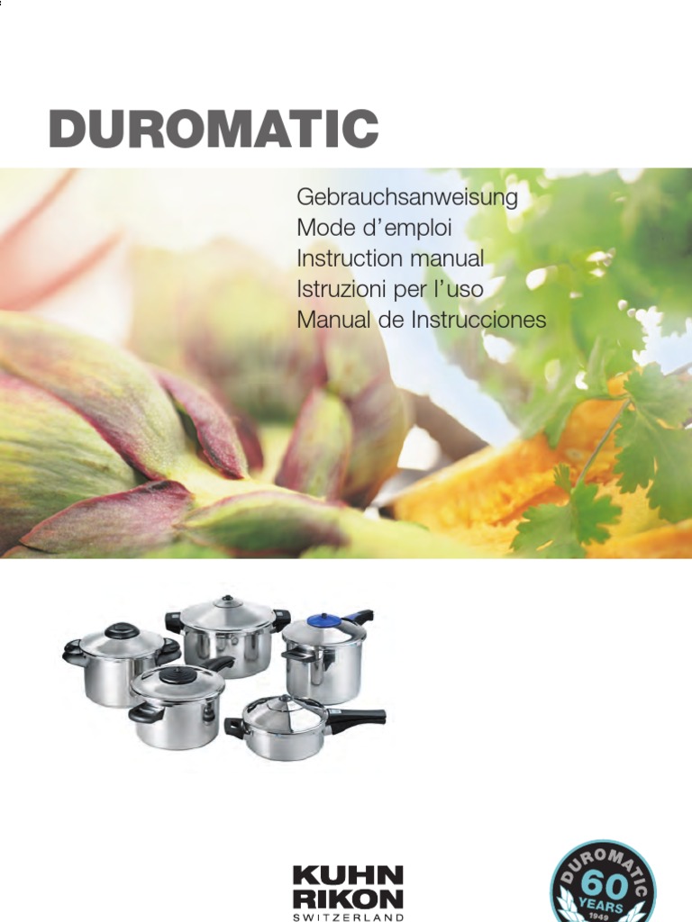 Kuhn Rikon Duromatic Manual PDF Pressure Cooking Bean
