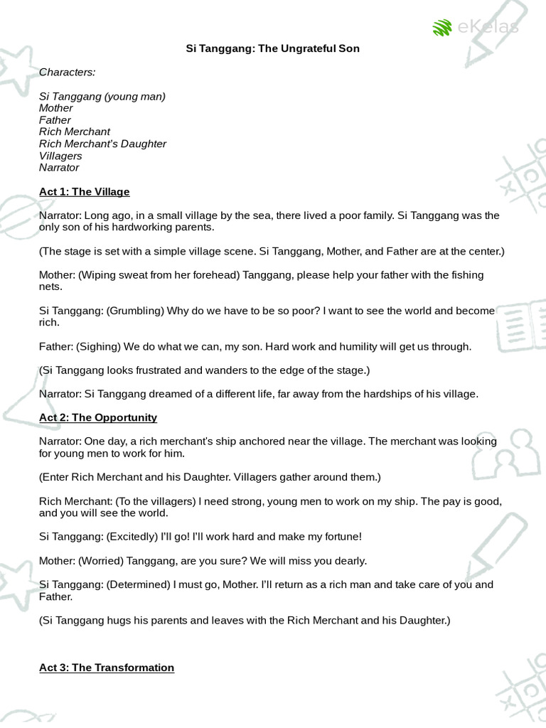 Sample Script - Si Tanggang | PDF
