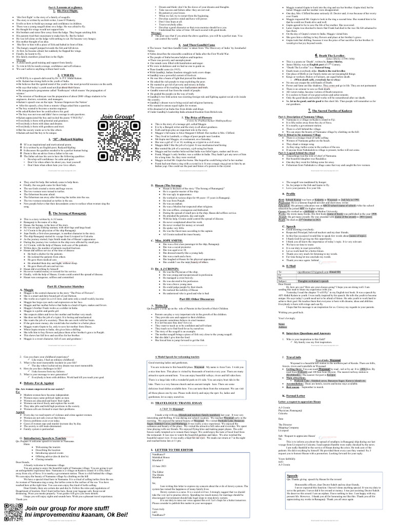 Plus One English Summary Notes PDF | PDF | Mahatma Gandhi