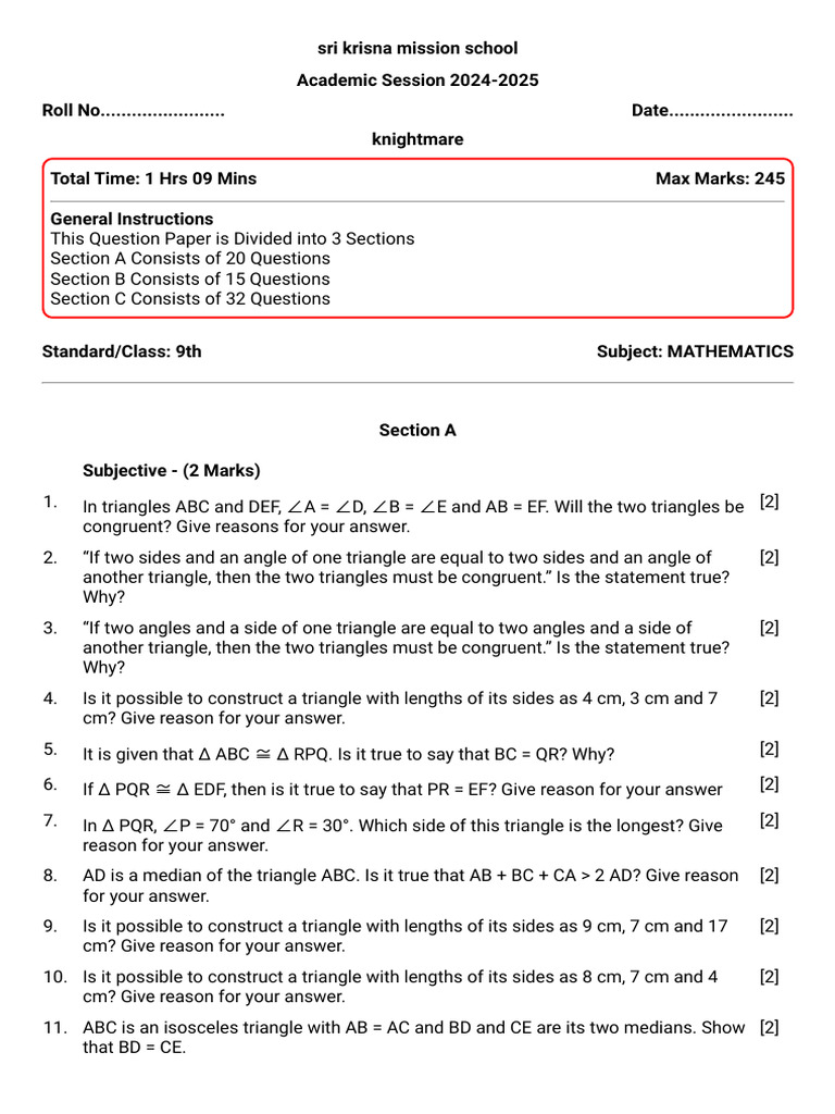 Triangles Pyq | PDF