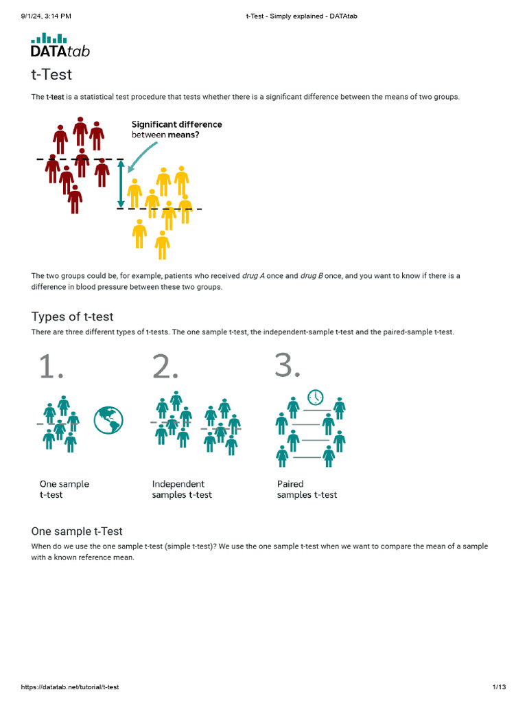 T Test Simply Explained Datatab Pdf