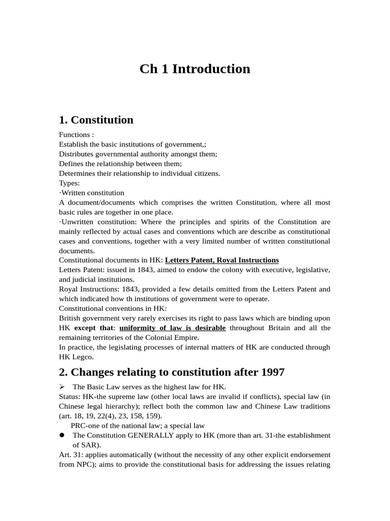 Constitutional Law Notes Pdf Special Administrative Regions Of