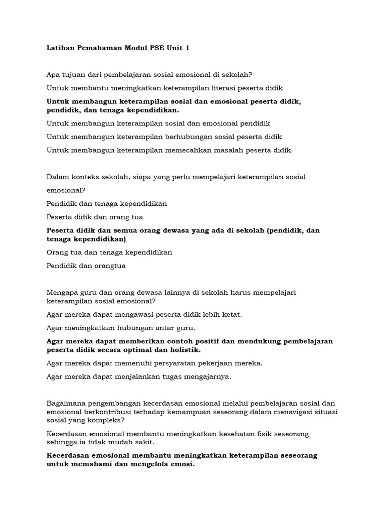 Soal Latihan Pemahaman & Post Test Modul 2 - Share | PDF