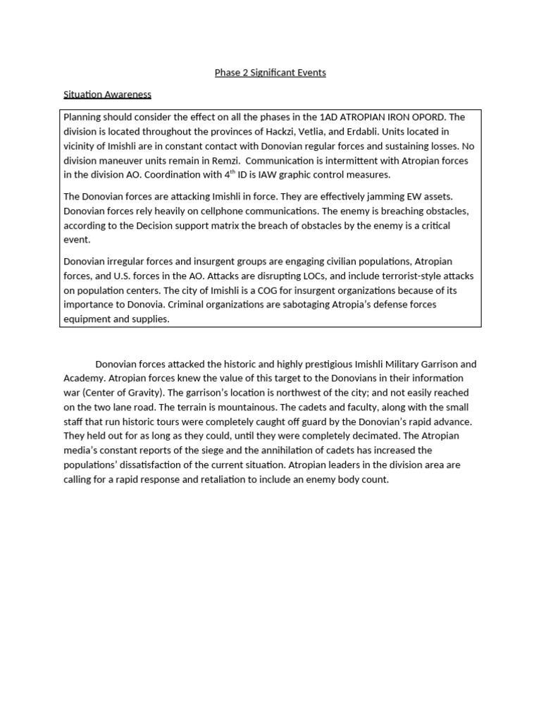 M451 Phase 2 Significant Events Handout | PDF