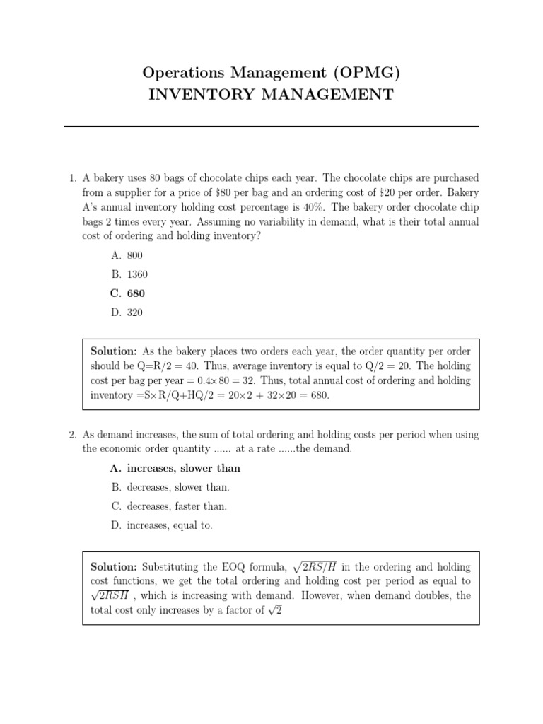 Inventory Management Q&A Guide | PDF | Demand | Inventory