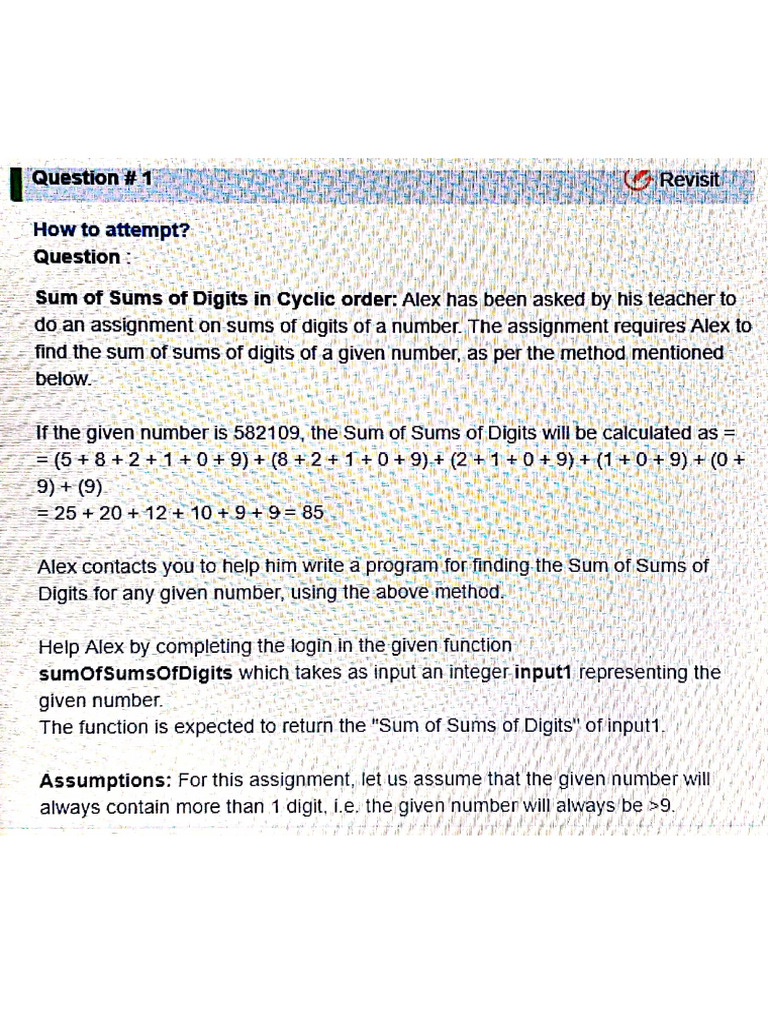 Sum of Sums of Digits in Cyclic Order | PDF