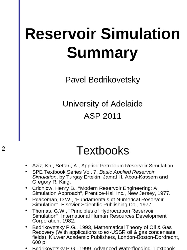 Reservoir Simulation Summary | PDF