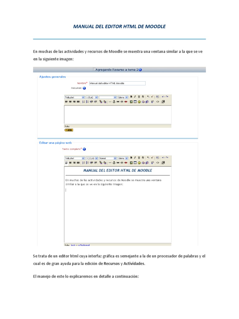 Guía del Editor HTML en Moodle | PDF | HTML | Hipervínculo