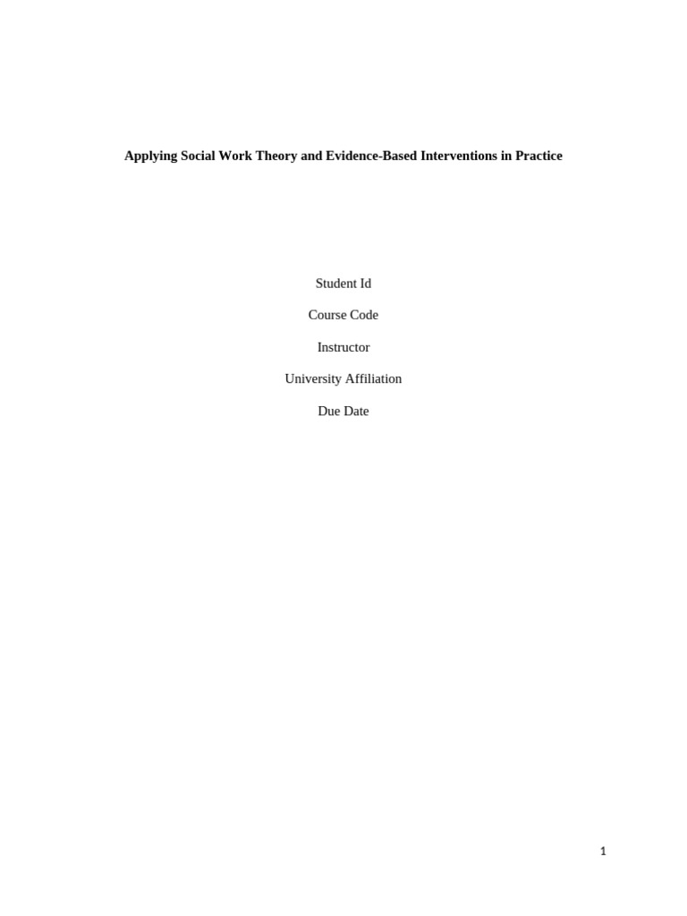 Applying Social Work Theory and Evidence | PDF