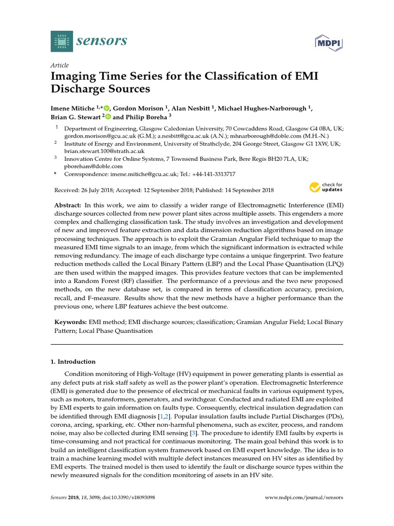 Imaging Time Series For The Classification of EMI | PDF