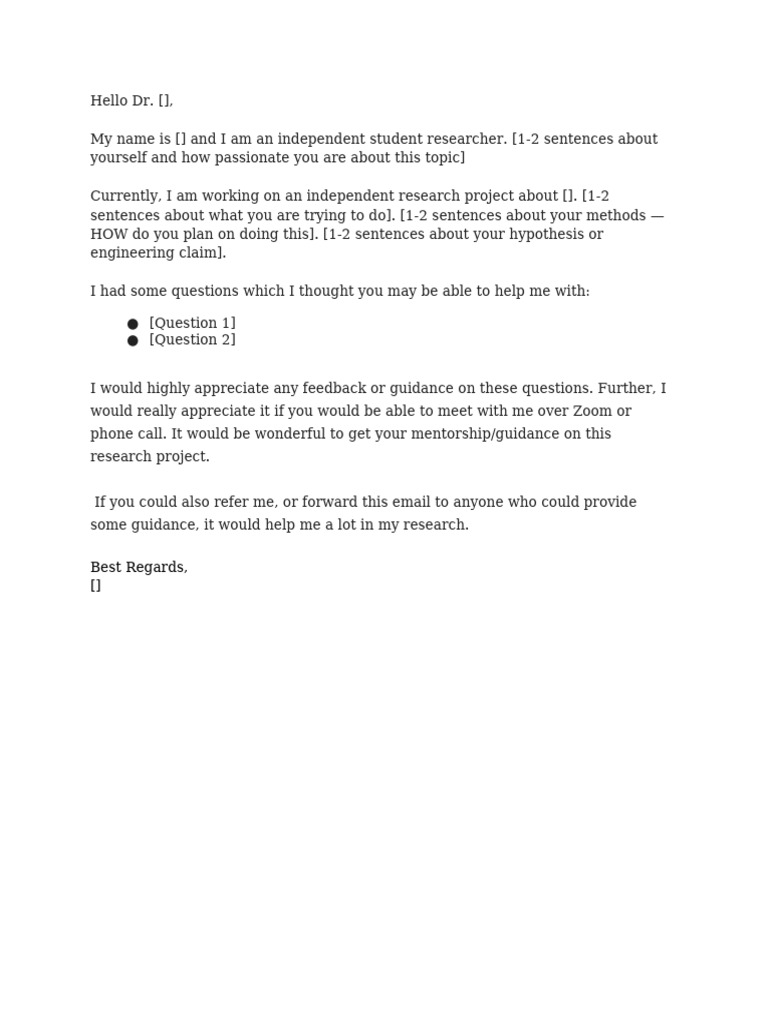 Video 3 cold email template for research mentorship pdf