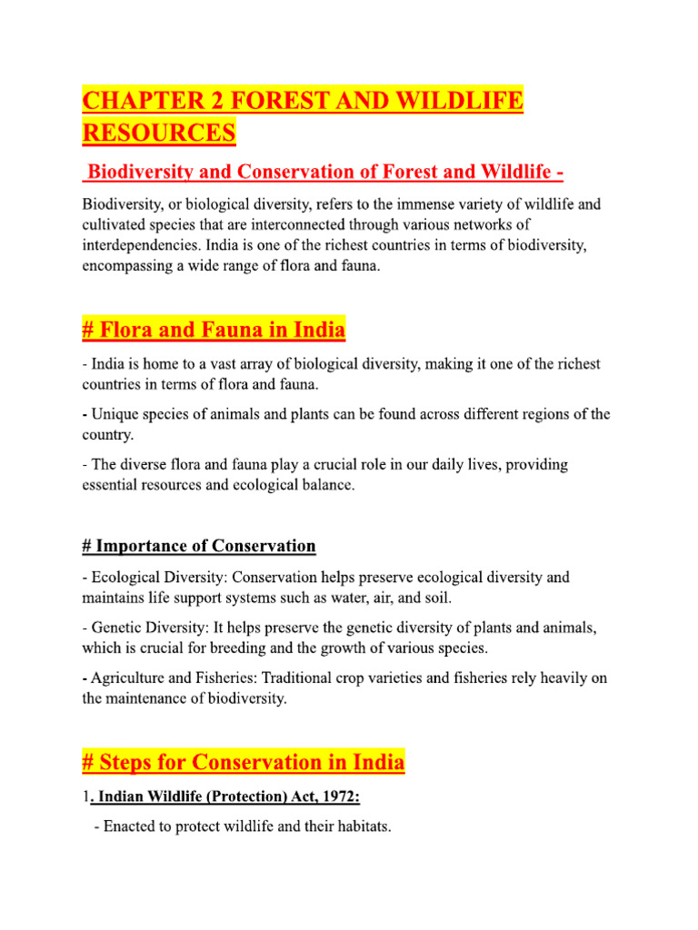 Class 10 Chapter 2 Forest and Wildlife | PDF