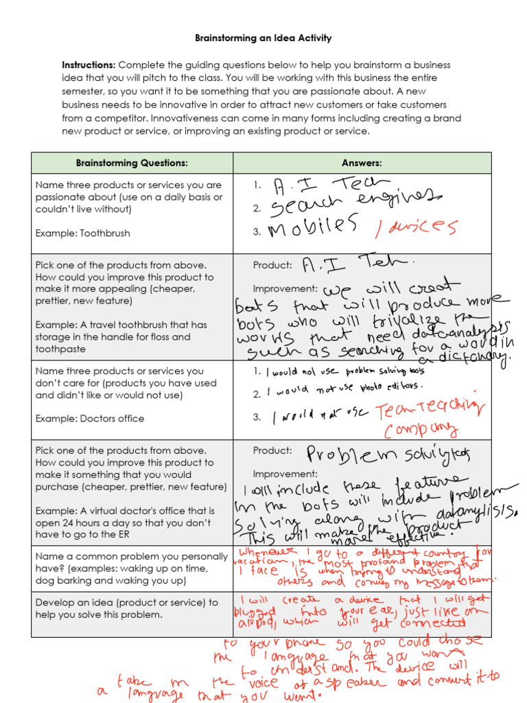 Brainstorming An Idea | PDF